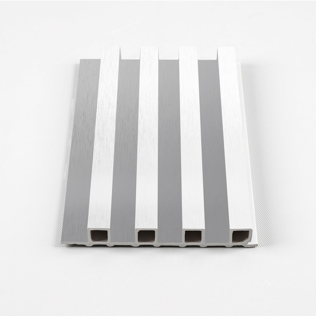 White Linen WPC fluted 3D wall panel with light textured finish