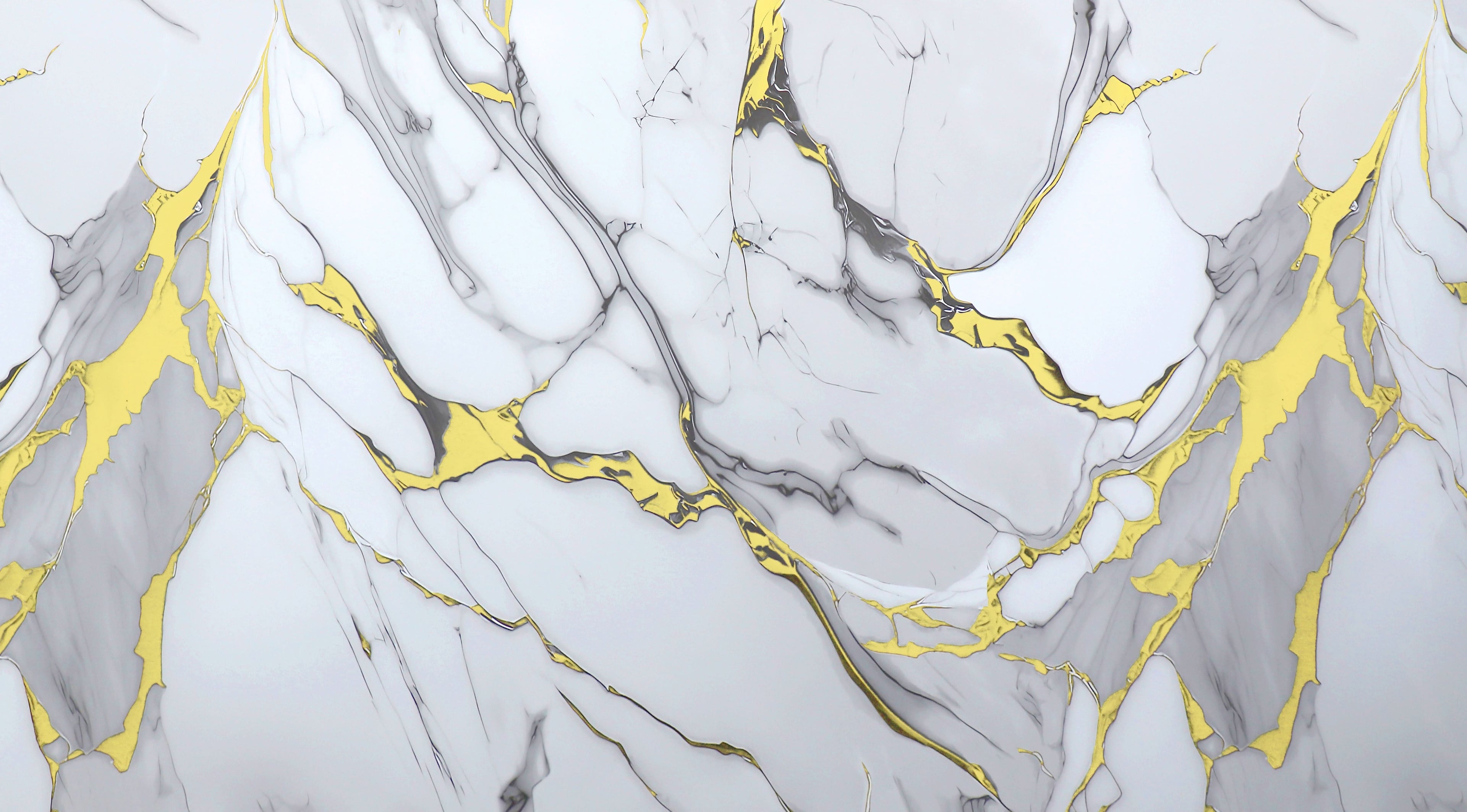 White gold marble PVC wall panel texture with soft gray veining and luxury gold accents