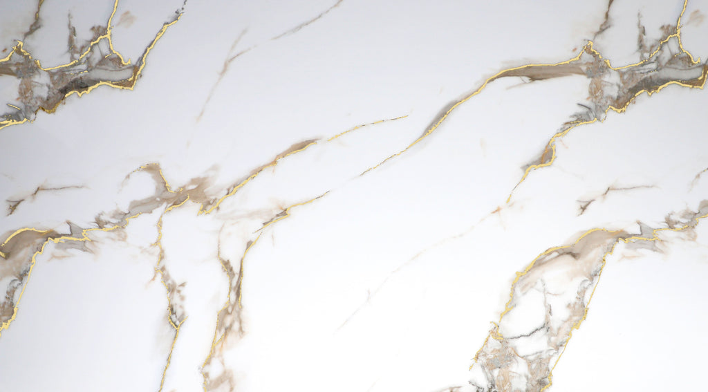 Calacatta Oro gold vein marble PVC wall panel texture with white base