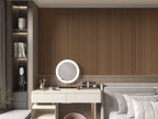 Maple Slate Black WPC fluted wall panel used as bedroom headboard accent wall