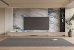 Modern living room feature wall with blue vein marble wall panels