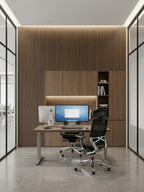 office lobby wall design with royal oak WPC fluted panels