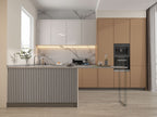 3D deep veins PVC marble sheet installed in modern kitchen backsplash with seamless marble finish
