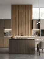 royal oak WPC fluted wall panels kitchen backsplash design