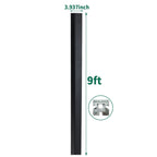 9ft black aluminum fence post with 3.937-inch width and internal channel profile