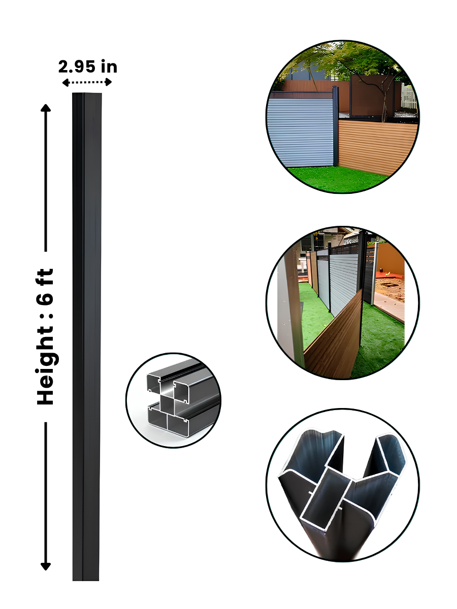 Adjustable Fence Corner Post for 6 ft Composite Privacy Fence Installation Main image