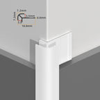 Silver rounded 3mm aluminum outside corner trim shown on wall panels with a dimension diagram