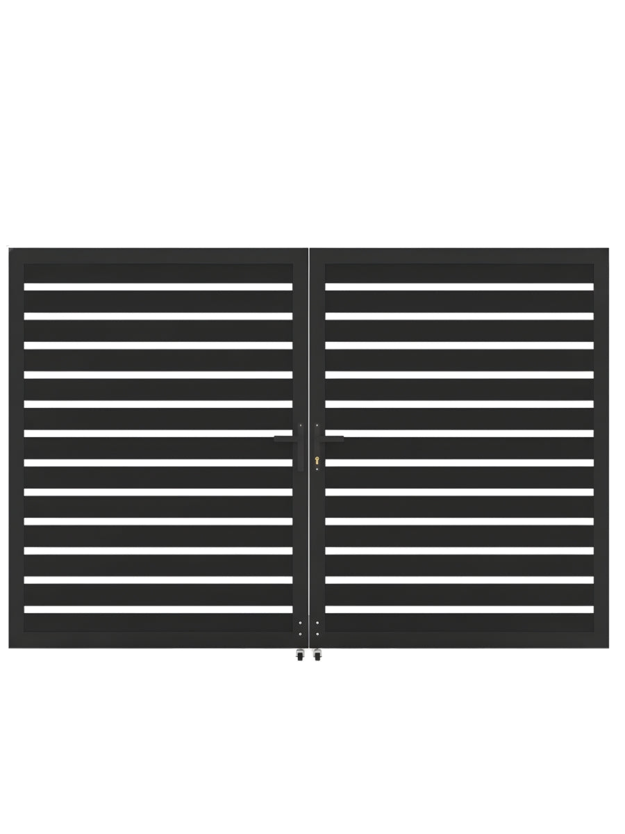 Semi privacy double gate 10ft aluminum driveway gate modern outdoor entrance Main image