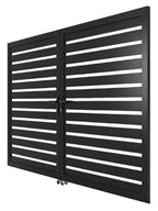 black aluminum semi privacy double gate 10ft wide driveway entrance