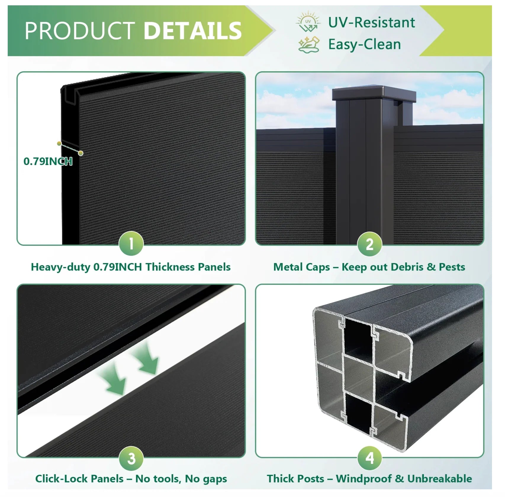 Modern Aluminum Privacy Fence Panel – Durable Black Metal Fence