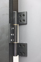 Heavy-duty aluminum fence gate hinge hardware detail