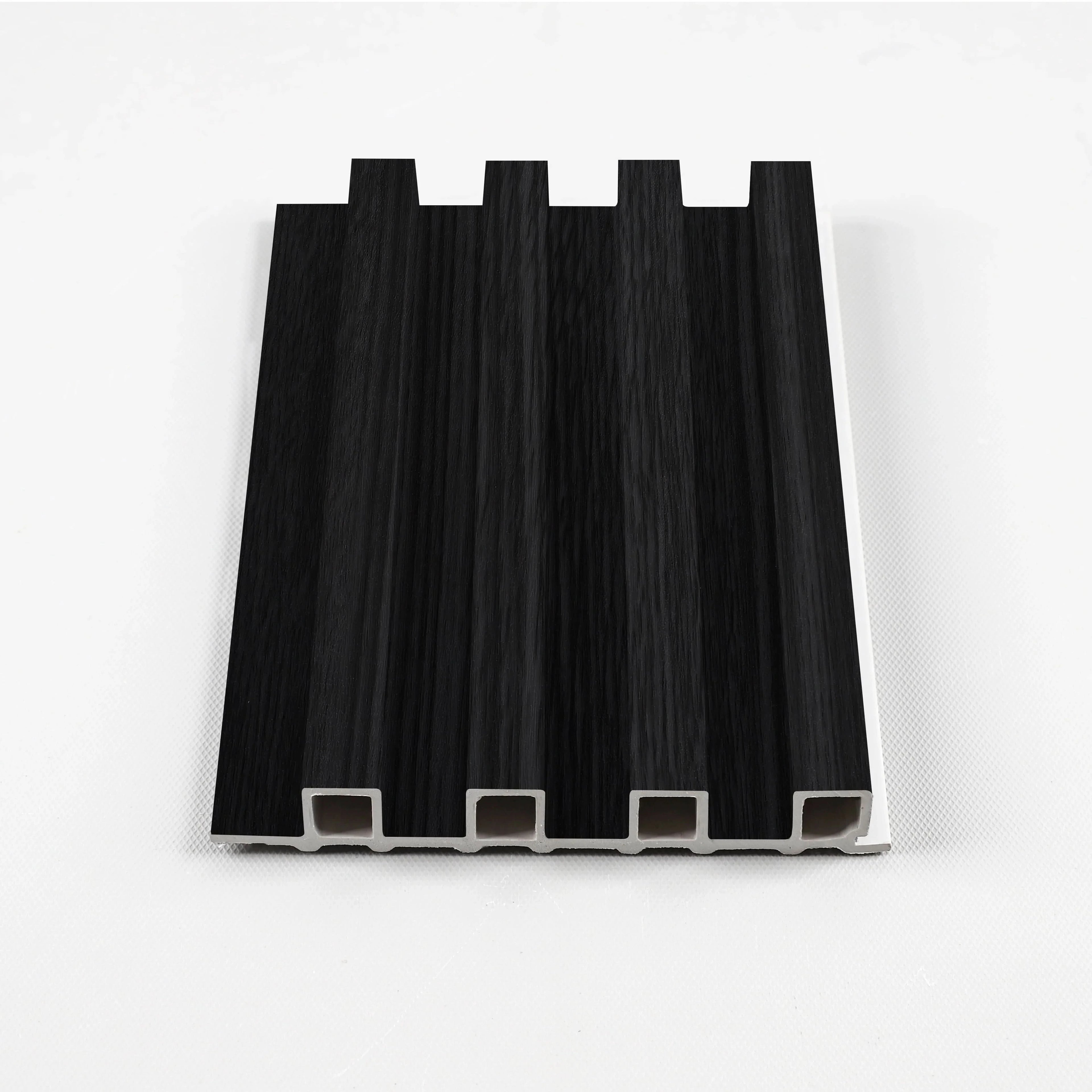 Ashen Oak WPC fluted 3D wall panel sample with modern wood texture