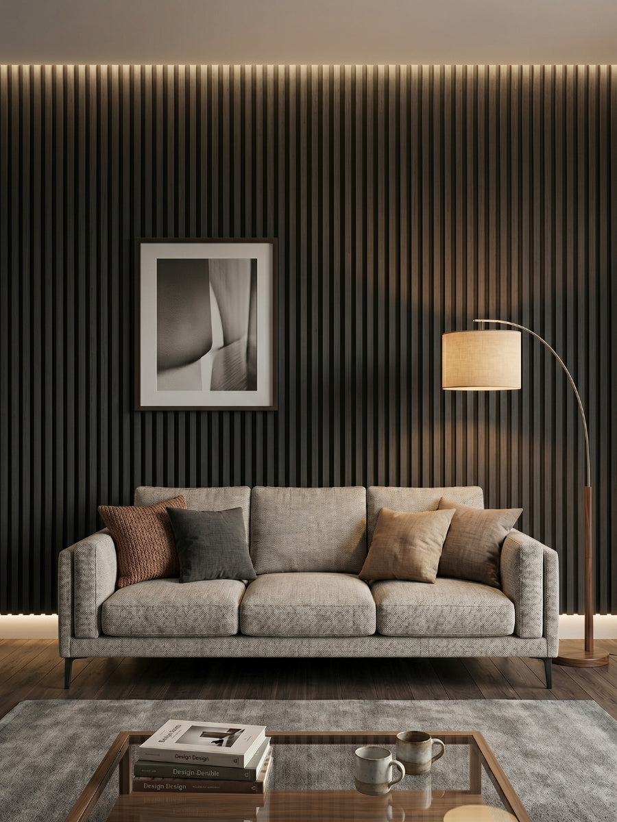 Black Timber WPC Fluted 3D Wall Panels |  42.9 sq. ft./Box