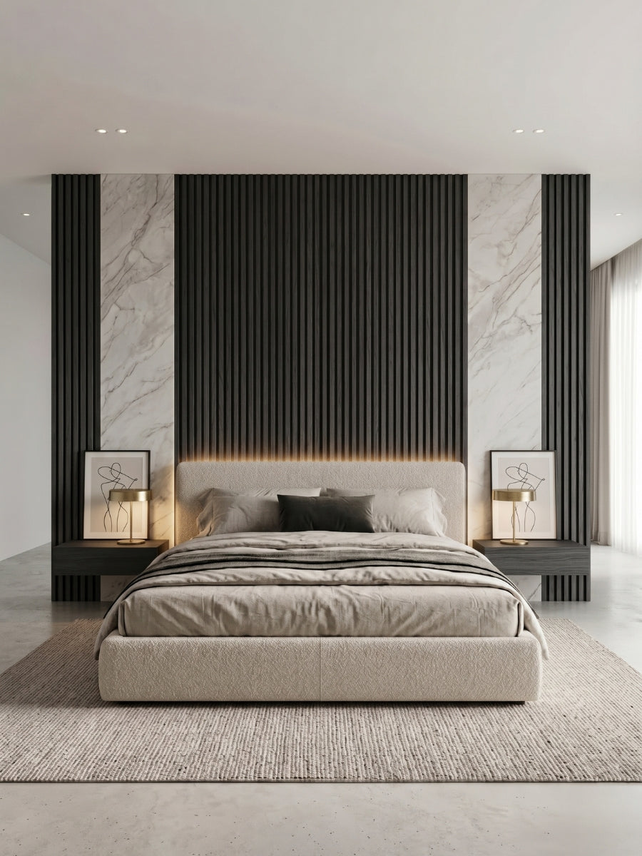 Black Timber WPC Fluted 3D Wall Panels |  42.9 sq. ft./Box