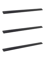 Set of three black top lattice privacy composite fence replacement boards with subtle wood-grain texture