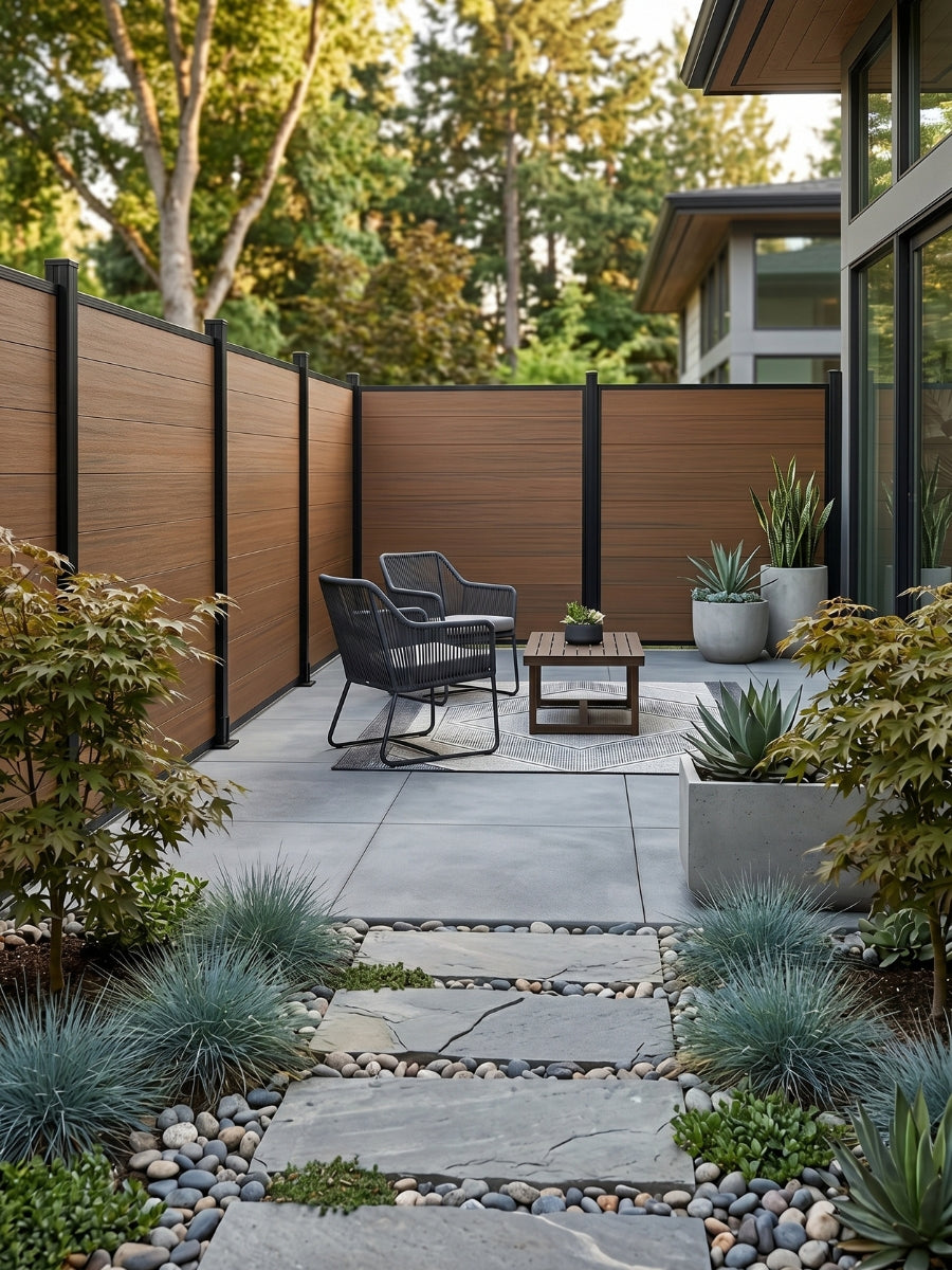 Walnut composite fencing panel for residential and commercial properties
