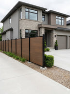 Modern walnut composite privacy fence weather-resistant outdoor panel