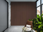 Interior wall with brown WPC fluted wall panels in modern room design