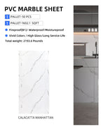 Calacatta Manhattan PVC marble sheet with white base and soft gray veining, waterproof wall panel