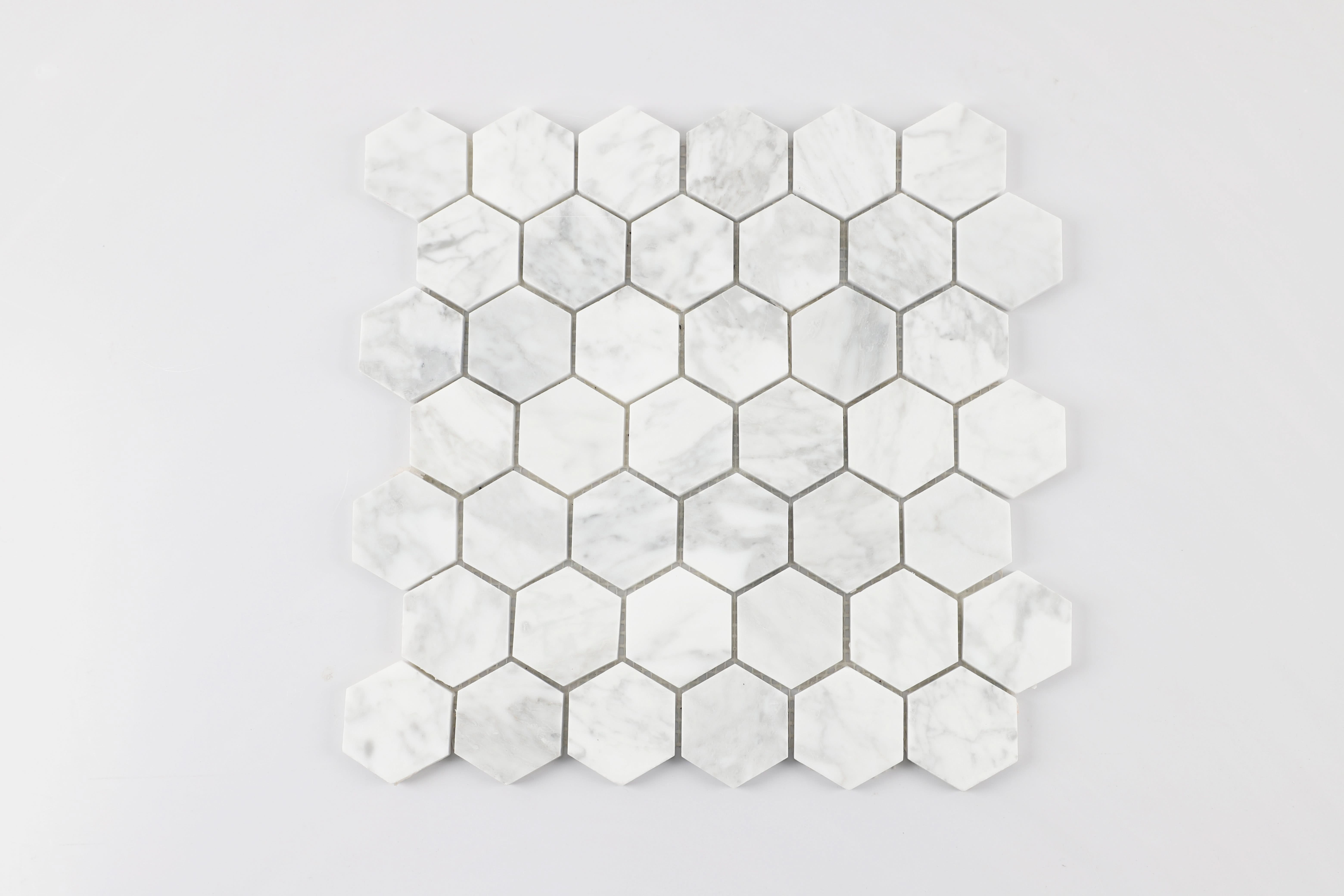 Calacatta White Hexagon Polished Marble Mosaic Tile – 12" x 12" Secondary image