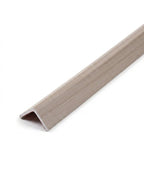 Light greige wood-look angled trim for acoustic and fluted wall panels