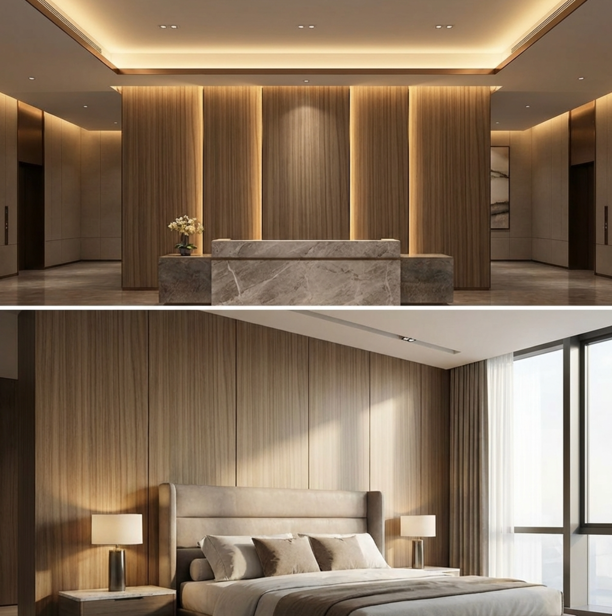 Commercial Grade Ash Wood Veneer Wall Panels | 108" x 48" | Waterproof & Bendable Secondary image