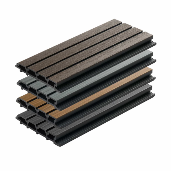 Wood slat acoustic panel sample box with multiple color finishes for sound-absorbing wall panels Main image