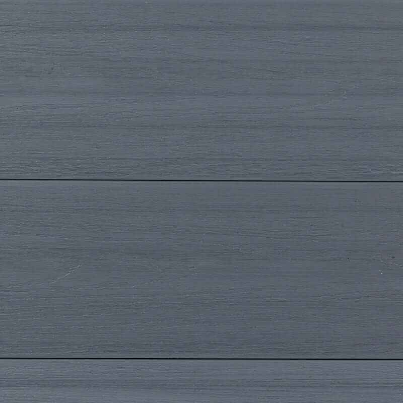 Close-up of light gray co-extrusion composite boards with fine horizontal grain