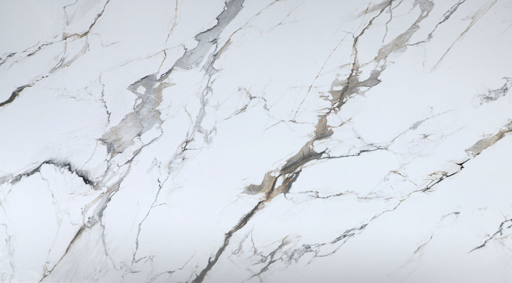 Moonlit Vein white marble PVC wall panel texture with soft gray and subtle gold veining