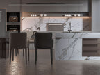 Moonlit Vein white marble PVC backsplash and waterfall island panels