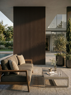 Weather resistant dark brown exterior composite cladding boards