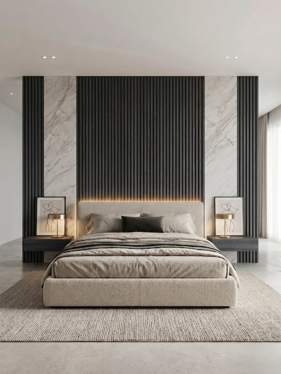 Dark Smoky Oak WPC Fluted 3D Wall Panels |  42.9 sq. ft./Box