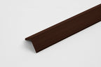 Brown WPC L trim for fluted wall panels on white background