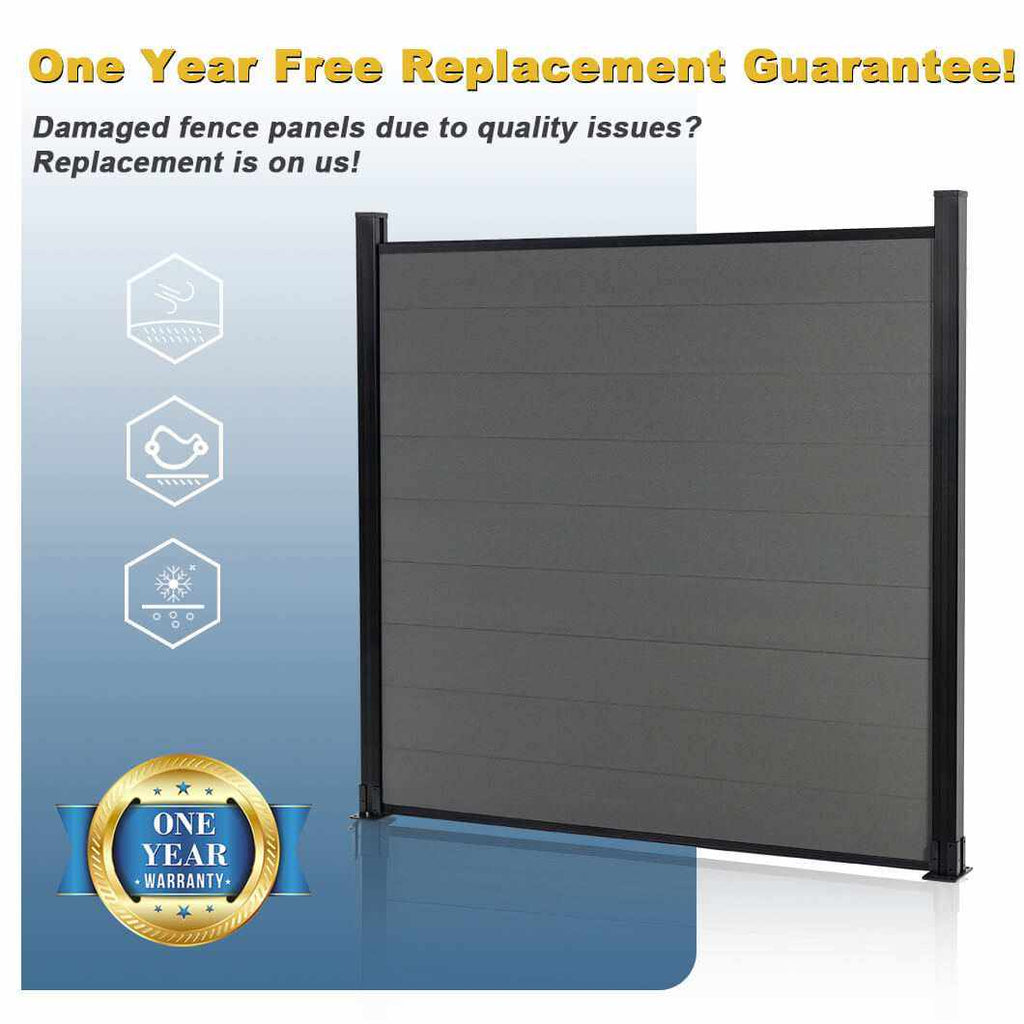Dark gray composite fence panel with wood grain texture, durable and weather-resistant, available in NJ at discounted