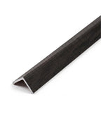 Dark brown wood-look corner trim for acoustic and fluted wall panels