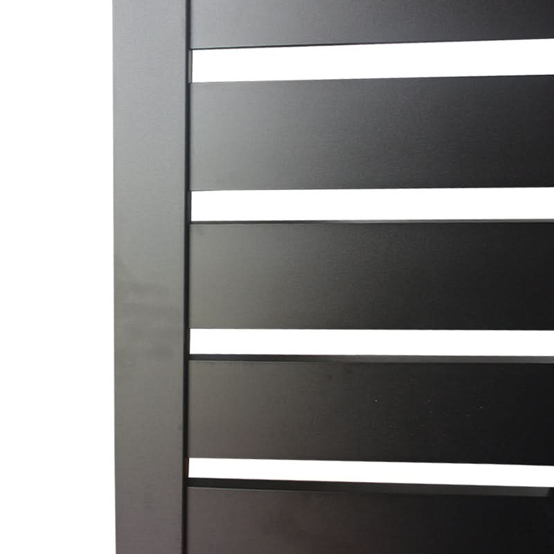 Composite slatted fence gate panel detail with aluminum frame