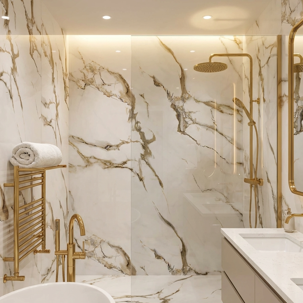 Ethereal Blush Marble UV Protected PVC Wall Panel - 4x8 ft, Fireproof & Waterproof (32 sq. ft) Secondary image