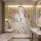 Ethereal Blush Marble UV Protected PVC Wall Panel in Shower