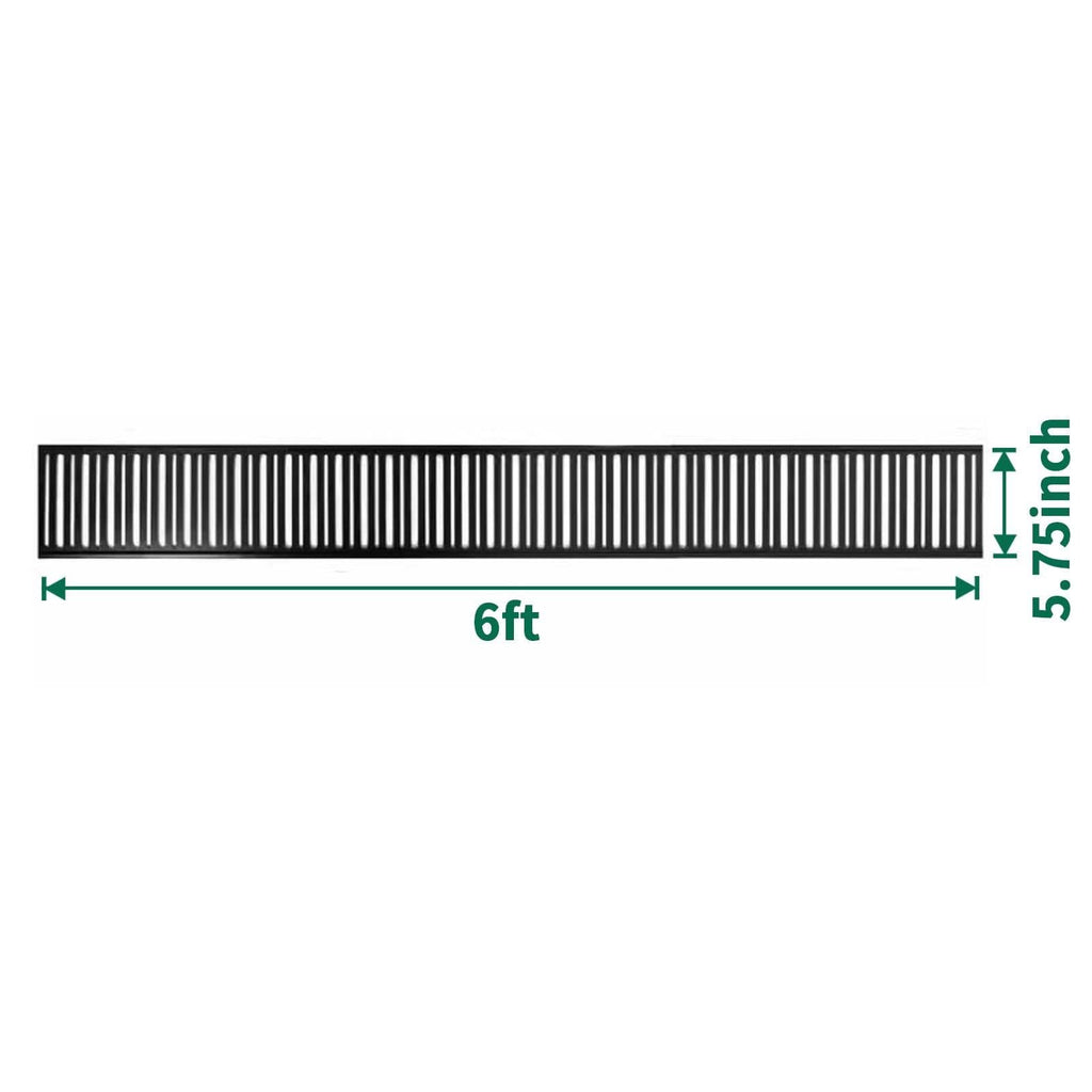 6 ft black aluminum fence topper panel with 5.75 inch height dimension diagram