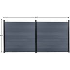 Two light gray composite fence panels measuring 12 feet wide by 6 feet high overall