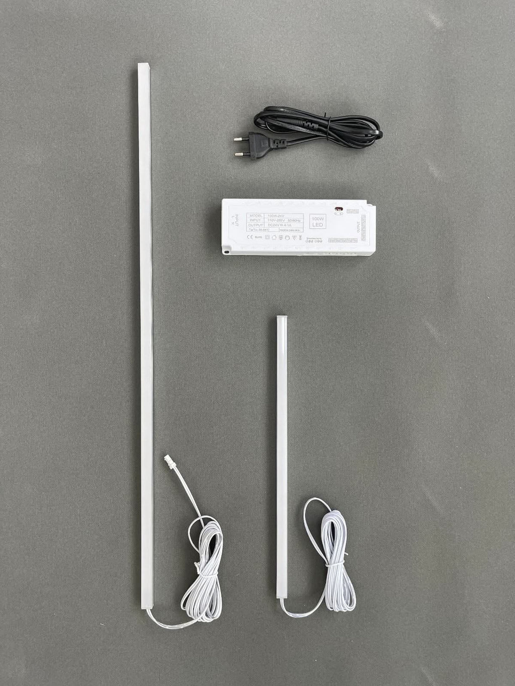 87 inch smart LED strip light kit with power adapter and wiring for wall panel installation