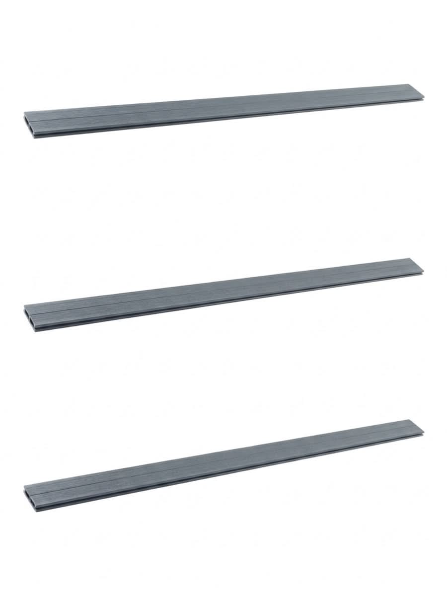 Set of three gray top lattice privacy composite fence replacement boards with subtle wood-grain texture
