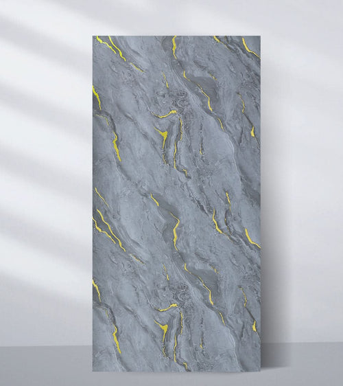 Gray marble PVC wall panel with subtle gold veining and natural stone texture