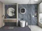 Gray marble PVC wall panels with gold veining in modern bathroom interior