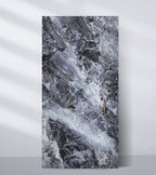 Dark grey marble veneer wall panel with natural stone veining