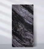 Noir Vein dark marble PVC wall panel with flowing gray natural veining