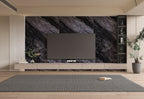 Noir Vein dark marble PVC TV wall panel with flowing gray veining