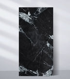 Black marble PVC wall panel with bold white natural stone veining