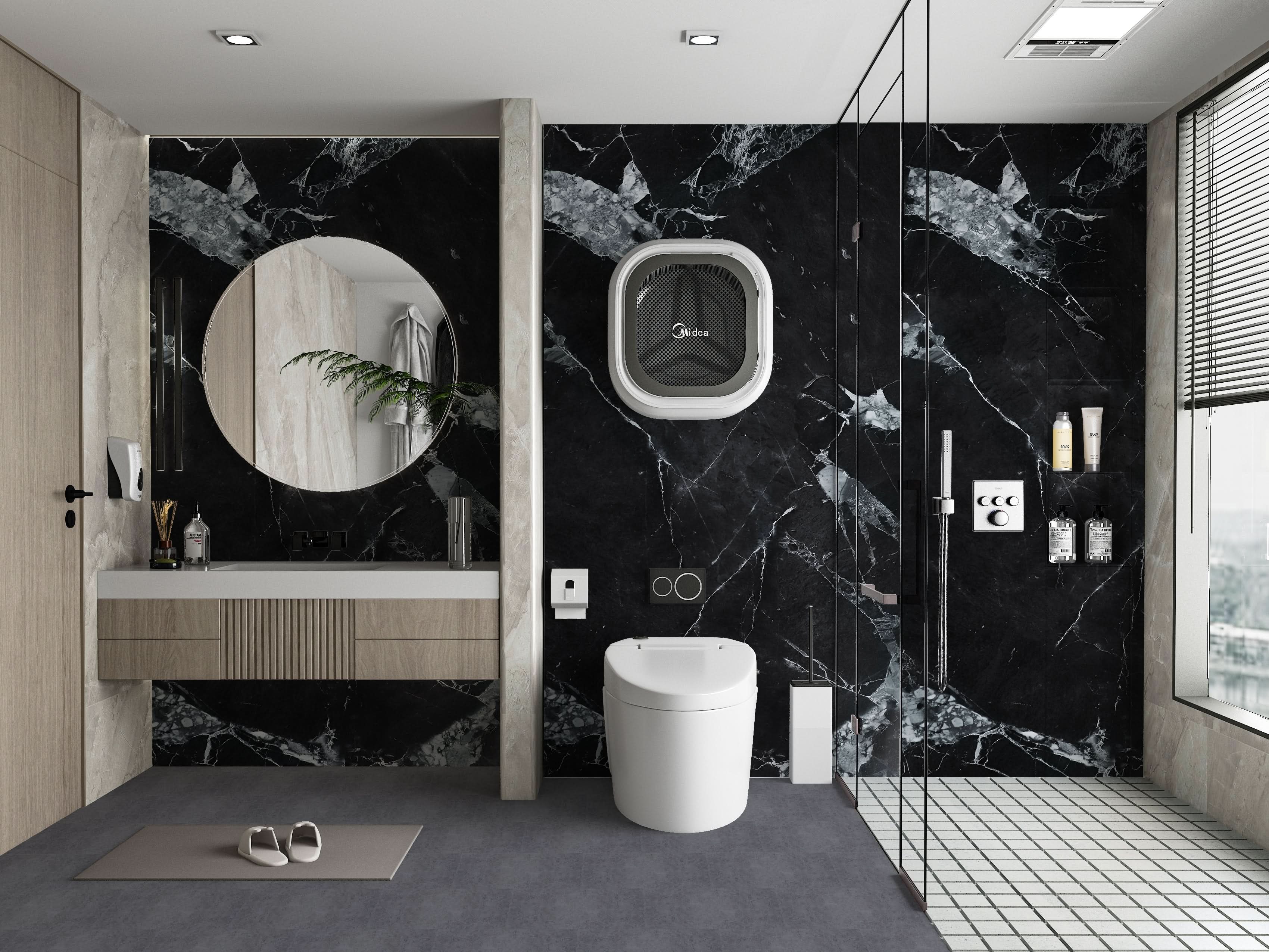Black and White Marble PVC Wall Panel - Waterproof (4x8 ft, 32 sq. ft) Secondary image