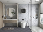 White gray pearl marble PVC wall panels installed in modern bathroom shower and vanity wall